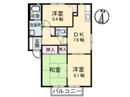 まさもとハイツC棟(3DK/1階)の間取り写真