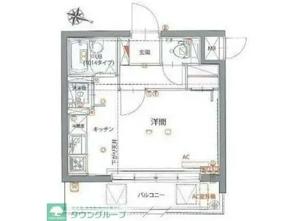 ジェノヴィア仲池上グリーンウォール(ワンルーム/3階)の間取り写真