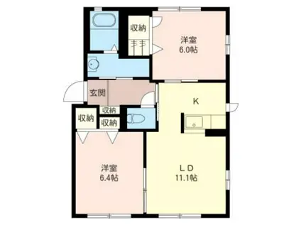 ヴィラ・エクレール(2LDK/1階)の間取り写真