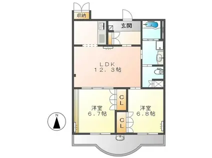 スターガーデン新栄(2LDK/3階)の間取り写真