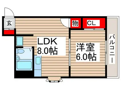 エンブレム南流山(1LDK/1階)の間取り写真