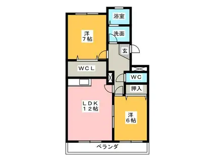 東海道新幹線 新富士駅(静岡) 徒歩11分 3階建 築26年(2LDK/2階)の間取り写真