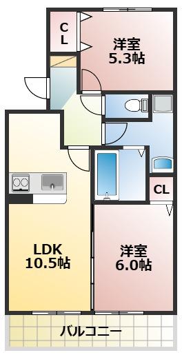 エスポワール・M(2LDK/1階)の間取り写真