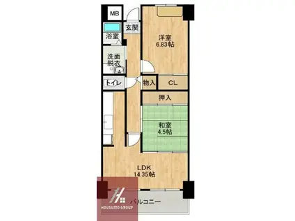 デイグラン鶴見イースト(2LDK/7階)の間取り写真