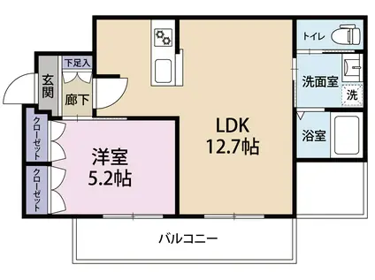 MAISON GRACE(1LDK/3階)の間取り写真