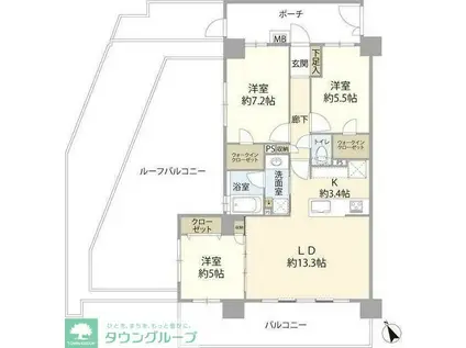 バースシティ溝の口ウエスト(3LDK/5階)の間取り写真