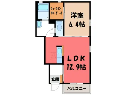 リュエル3(1LDK/1階)の間取り写真