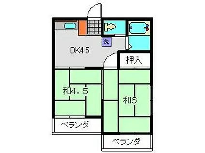 エクレール相南(2DK/2階)の間取り写真