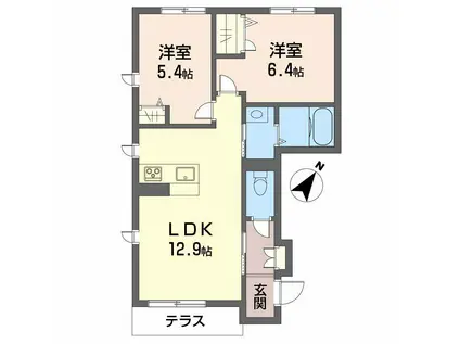 シャーメゾン瀬戸(2LDK/1階)の間取り写真