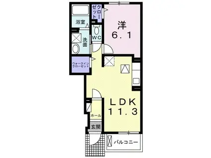 パレット(1LDK/1階)の間取り写真