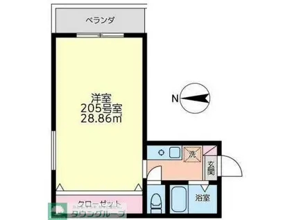 三ツ池マンション(1K/2階)の間取り写真