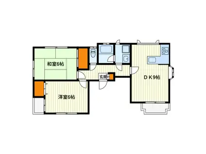 向坂タウンハイツB(2DK/1階)の間取り写真