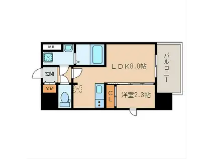 アスシード大手門(1LDK/5階)の間取り写真