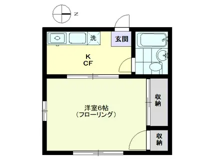 クランツ牛込1(1K/1階)の間取り写真