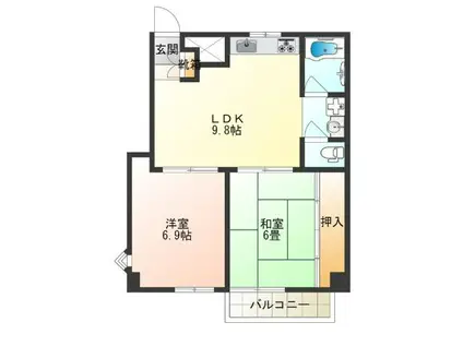 センチュリーロイヤル北畠(2LDK/3階)の間取り写真