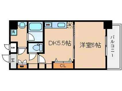 エステムプラザ神戸水木通グランクロス(1DK/12階)の間取り写真