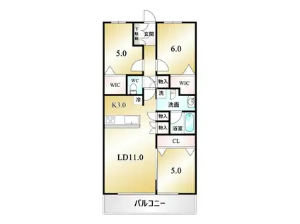 デュオヒルズ甲府北口(3SLDK/10階)の間取り写真