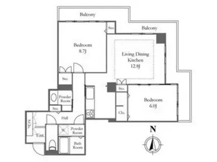 リバーシティ21イーストタワーズイチゼロ棟(2LDK/26階)の間取り写真