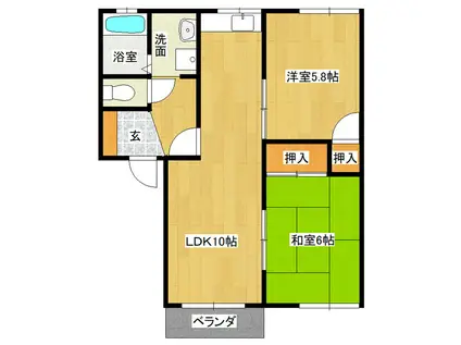 コーポウィン(2LDK/1階)の間取り写真