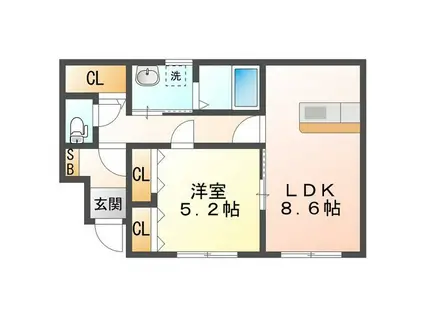ラッキーコート(1LDK/1階)の間取り写真