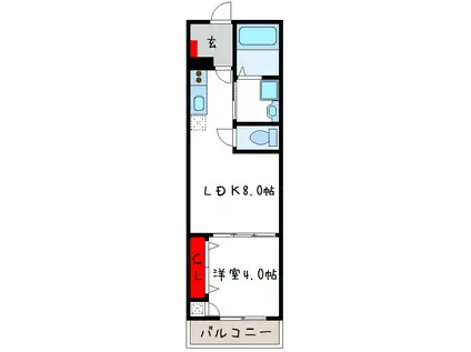 シーカルアリモト(1LDK/2階)の間取り写真