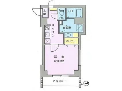 プラチナヴィレッジ(1K/2階)の間取り写真