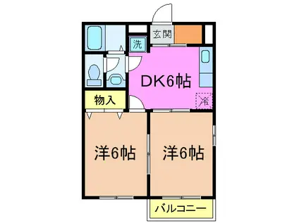 パークサイド21(2DK/1階)の間取り写真