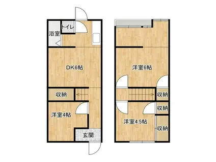 王居殿2丁目 アパート(3DK/1階)の間取り写真