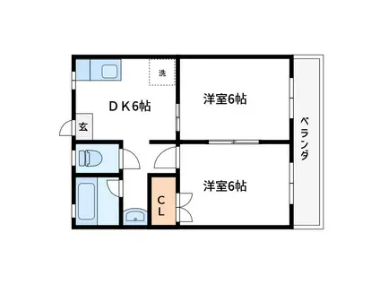 シャトーM(2DK/2階)の間取り写真