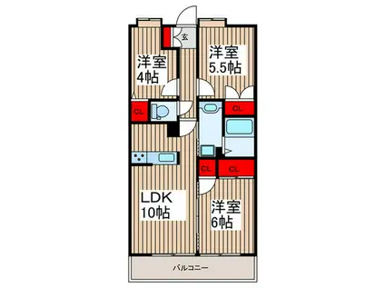 PLENDY東浦和(3LDK/3階)の間取り写真