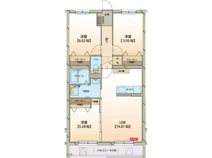 ELMU(3LDK/1階)の間取り写真