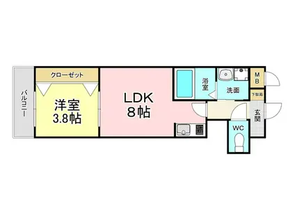 サンクレシア原町別院(1LDK/4階)の間取り写真