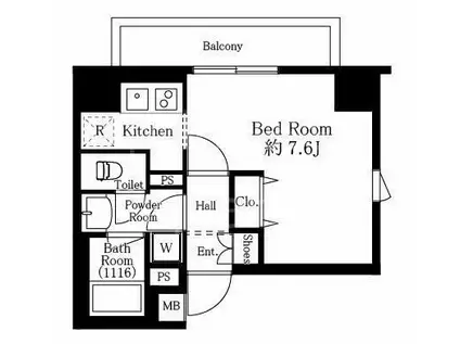 ヴァレッシア尾久シティ(1K/7階)の間取り写真