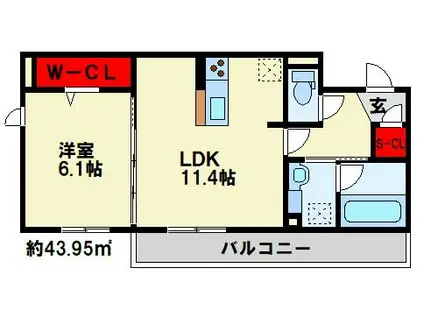 LAZO行橋(1LDK/3階)の間取り写真
