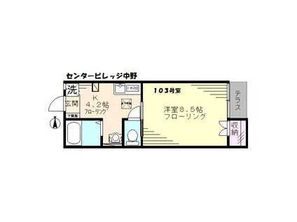 センタービレッジ中野(1K/1階)の間取り写真