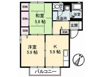 SUN PARK(2K/2階)の間取り写真