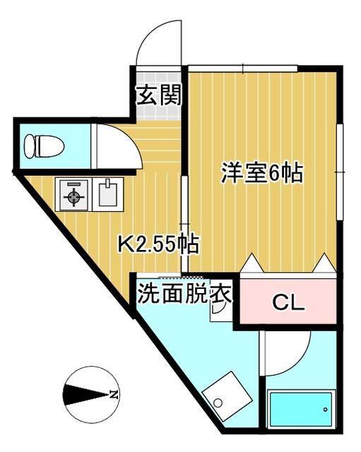 サンフィールド(1K/1階)の間取り写真