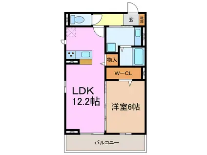 ザ・クラウン(1LDK/2階)の間取り写真