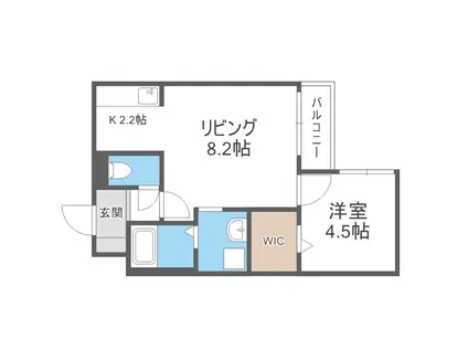 クチュール豊平美園(1LDK/2階)の間取り写真