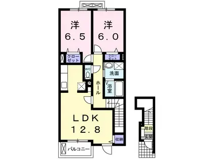 アクア・クレメント参番館(2LDK/2階)の間取り写真