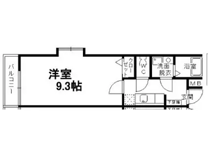 ピュア吉塚六番館(1K/4階)の間取り写真