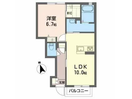 ルパルクC(1LDK/1階)の間取り写真