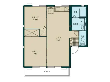 シティハイム アミーカA(2LDK/2階)の間取り写真