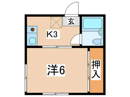 アネックスK(1K/2階)の間取り写真