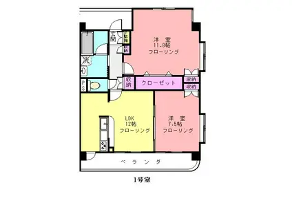 プライム千草台(2LDK/1階)の間取り写真