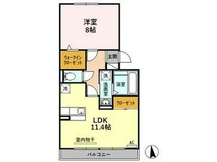 フォルトゥーナI(1LDK/3階)の間取り写真