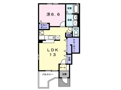 サウスウインド3(1LDK/1階)の間取り写真