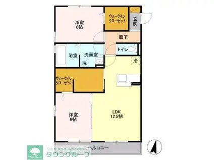 グレイスA(2LDK/3階)の間取り写真