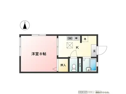 第2細井ハイツ(1K/1階)の間取り写真