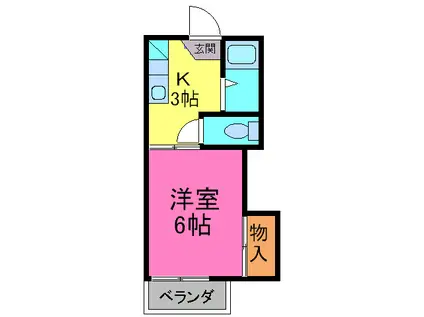タートルハイツ(ワンルーム/1階)の間取り写真